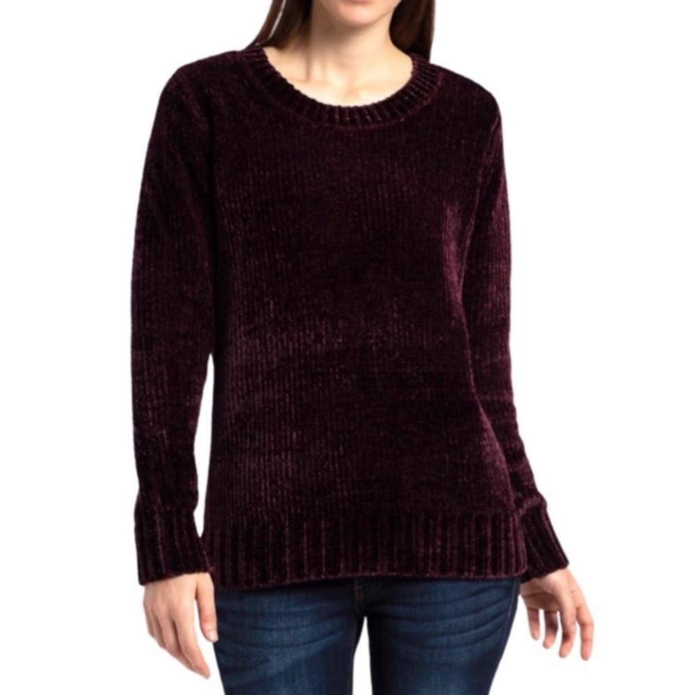 ORVIS Chenille Sweater Long Sleeve Crewneck Pullover Dark Purple Medium